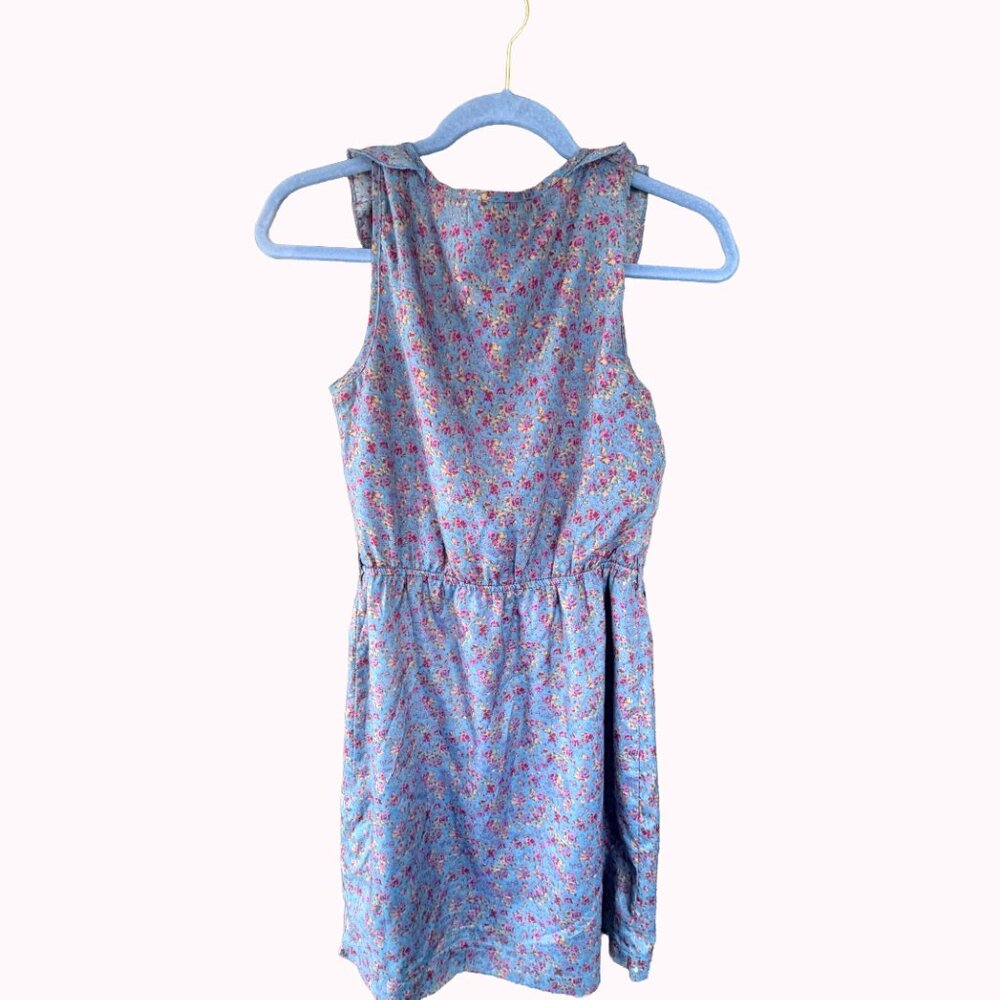 dELiA*s Floral Ruffle Collar Dress Size Medium Cottagecore Blue Pink Sleeveless - Picture 4 of 6